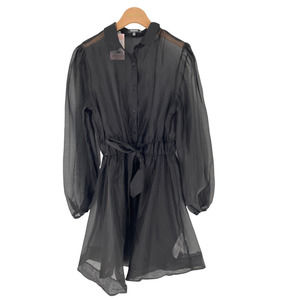 NWT Missguided Organza Sheer Button-up Shirt Dress with tie sash